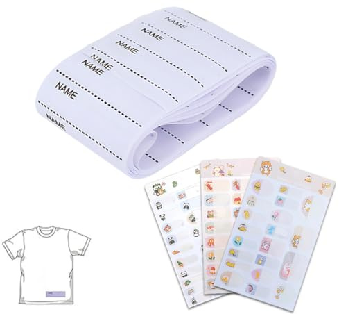 WHYCNJL 170 Stück personalisierte Klebeetiketten mit 100 Namensetiketten aus Stoff, heißsiegelfähige beschreibbare Etiketten und 70 bunte wasserfeste Aufkleber für Uniformen, Kindergarten und Zuhause