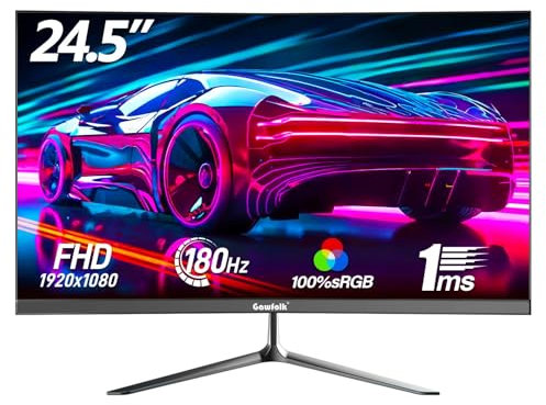 Gawfolk 24,5 Zoll Gaming Monitor, 144 Hz/180 Hz PC Bildschirm FHD 1080P Rahmenlose Computermonitore, VA, 100% sRGB, DisplayPort, HDMI, Augenpflege