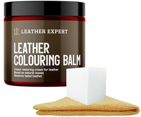 Leather Expert Leder Reparatur Set 250ml – Leder Balsam Farbauffrischer Rot - Lederpflege Auto - Ledersofa Pflegemittel - für Naturleder, Verblasstes und Leicht Abgenutztes