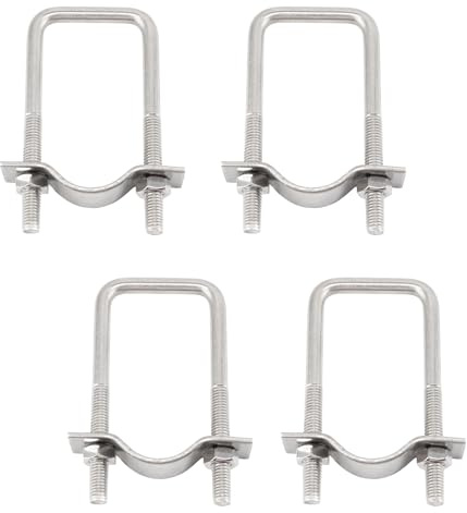 Vierkant-U-Bolzen, Rohrschellen mit Platten und Muttern, 6 x 42 x 65 mm, 304 Edelstahl, 4 Stück