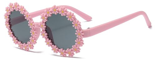 Legou barns tusensköna blomma retro solglasögon UV-skydd glasögon rund ram sport utomhus solskydd, Rosa, En storlek