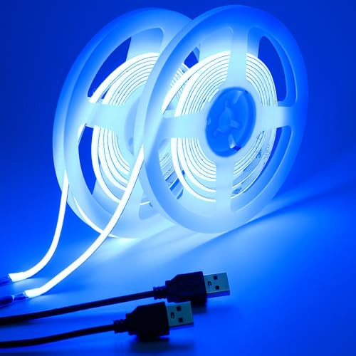 GOMING DC 5V 5mm Breite COB USB LED Strip Blau LED Streifen 4M(2Stück X 2M)