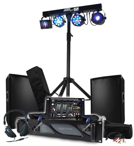Pack Sono BM Bmsonic Verstärker 1000 W, 2 x 300 W, Mischpult, Gestell + 48 Lichteffekte, Euphoria