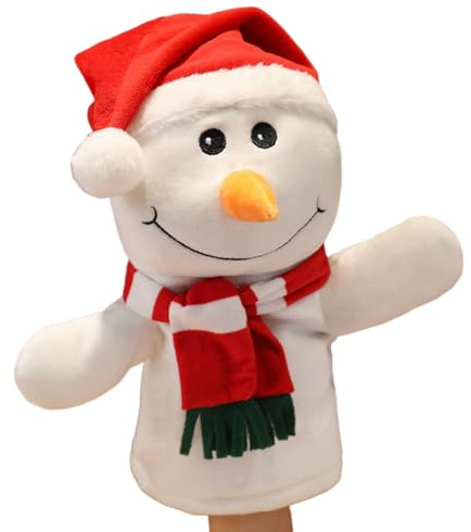 ISAKEN Plüsch Handpuppen, schneemann Handpuppe Weich Gefüllte Handpuppen Rollenspiel Story Puppets Weihnachts Handpuppe für Geschichtenerzählen Unterrichten