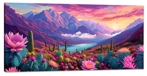 Malen nach Zahlen Blume Malen nach Zahlen Erwachsene Groß 90x180cm,Paint by Numbers Kaktus Malen nach Zahlen ab 9 jahre,DlY Handgemalt Ölgemälde Knitterfreie Leinwand Bastelset,Deko Wohnzimmer Q-252