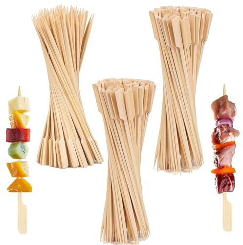 Lot de 300 brochettes en bois de 9 cm pour brochettes – Idéal pour les barbecues, les fêtes et les buffets, brochettes en bois parfaites pour griller et servir