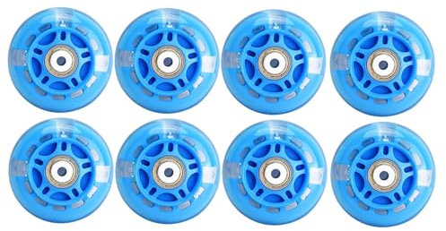 JCCHT 8er-Pack Inline-Skate-Räder, LED-Leuchträder, 64 mm/70 mm/72 mm, mit Lager, für Inline-Skates für Anfänger, für den Innen- und Außenbereich, 82A-Härterad,64mm