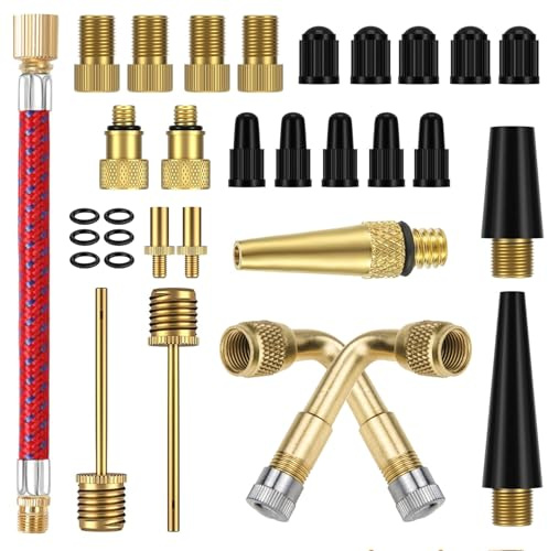 32 Pcs Adaptador Valvula Bicicleta, Adaptador Valvula Presta a Schrader, Adaptadors de Válvula de Aire, Adaptadores de Válvulas de Bicicletas para Estándar Bicicleta Compresor de Aire DV AV SV