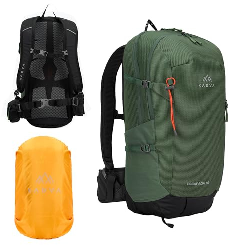 KADVA Escapada 30 l - Wanderrucksack für Tagestouren, WINDFLOW, wasserabweisendes Polyester, 2 Fächer, camelbag kompatibel, mit Stockhalterungen und Regenhülle