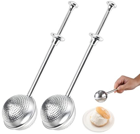Flour Duster powder sugar shaker duster Stainless Steel Sugar Pick Up and Dust Flour Sifter Powder Sifter with Spring Handle for Baking 2PCS