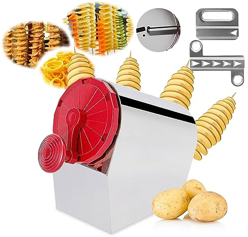 Affettatrice manuale a spirale, in acciaio inox, per patatine fritte ricci, verdure, patate, cetrioli e carote