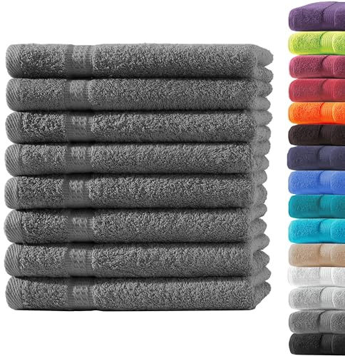 Generisch Premium Qualität Frottier Towel | 500g/m² | Oeko-TEX® Standard 100 | 100% Baumwolle | (Anthrazit, 8X Gästetuch | 30 x 50 cm)