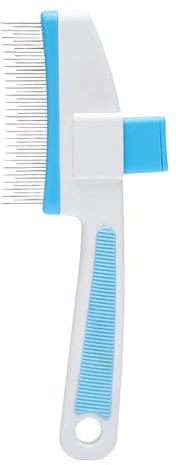 Haustierkämme for Katzen, Flohkamm for Hunde, Katzenbürste, Pflegewerkzeug for Haaren von Hunden und Katzen, effizientes Enthaaren, weich, leicht zu reinigen (blau, A)(Blue)