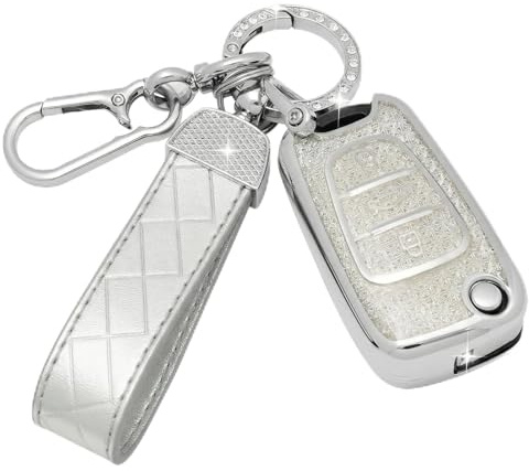 SparkleJoy Autoschlüssel Hülle mit Schlüsselanhänger Kompatibel mit Hyundai i10 i20 i30 i40 ix20 ix30 ix35 Elantra Avante Kia Sportage Rio Ceed Picanto Schlüssel，TPU Schutzhülle Cover - Flip Key