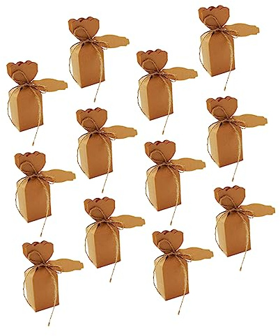 WEKAMOS 150 Sätze Kraftpapier Candy Box Hochzeit Geschenkschachtel DIY mit Juteband Verzierung Stabile Papier Verpackung für Süßigkeiten Kleine Geschenke und Party Giveaways