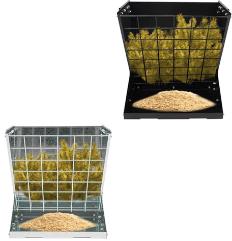 Heuraufe Aus Stahl Für Ziegen Pferde Schafe Robust Rostfrei 2 in 1 Design Heu Und Futtertrog Futter sparend Gitter Design Einfache Montage Bauernhof Weide