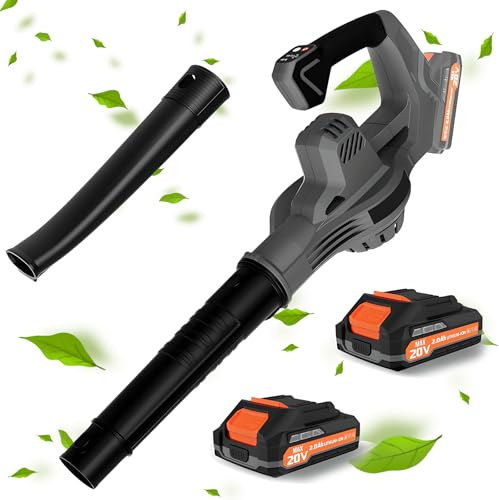 Chitbek 20v Blower A Foglia Con Cordone Con Batteria E Caricabatterie A 2,0 Ah, Velo Di Potenza Elettrica Da 330 Cfm, Palmare Leggero Per Prato, Cortile, Garage, Detriti Del Patio gray
