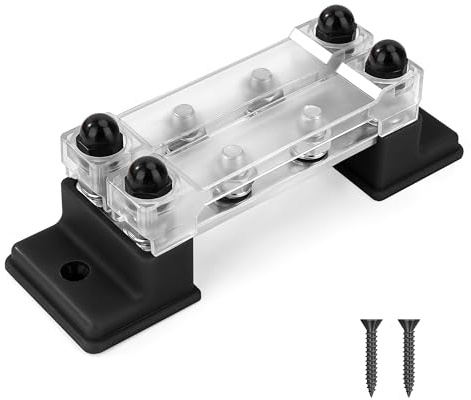 GUNGY Blocco di Distribuzione dell'alimentazione 12V-48V DC Busbar 150A Morsettiera di Alimentazione 2 Vie Segmentato con 8 x M6 Terminale per Auto Camper Barca Nero