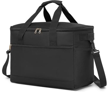 Kono Bolsa Termica Porta Alimentos 30L, Grande Nevera Portatil, Plegable Bolso Lancheira Termica Isotermica para Hombre, Mujer, Playa, Camping, Trabajo, Picnic (Negro, 30L)
