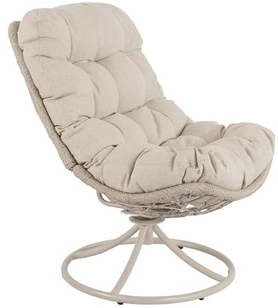 di volio Gartensessel Melia - Lounge Sessel aus PE-Rattan mit Rundfuß, bequem & stabil (Beige)