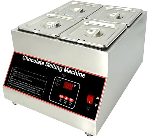 WDDBFL Macchina per Temperare Il Cioccolato Commerciale da 500 W, 1/2/4 Serbatoi, Fusore Elettrico in Acciaio Inox con Controllo Digitale della Temperatura, per Hotel e Pasticcerie 4tank