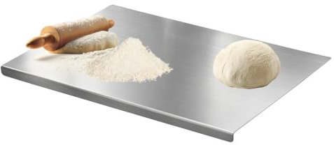 Stainless Steel Cutting Board with Counter Lip, Double Sided Kitchen Board | 304 Rustproof Steel, Anti-slip Lip, Easy Clean, for Meat, Vegetables, Fruit, Pastry & Pizza Prep (40x30cm)