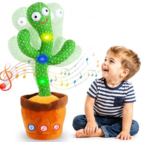 Heevyu Cactus Qui Danse Et Répète, Cactus Qui Parle avec LED, Chantant Parlant avec Fonction Enregistrement, Interactif Et Éducatif, Cadeaux pour Enfants Et Décoration