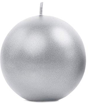 6 Pezzi Candele Candela sferica Tonda Argento METALLIZATO 8 cm