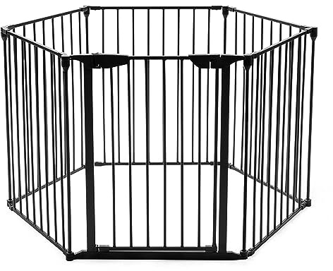 COSTWAY Recinto per Cani da Interno e Esterno, Recinzione per Animali Domestici con 6 Pannelli di Metallo, Box per Cani e Gatti, 61 x 74,5 cm (Nero)