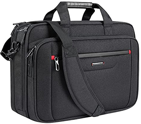 VANKEAN Laptoptasche für Herren Damen, Laptop Aktentasche für bis zu 17,3 Zoll Laptop, erweiterbar, wasserabweisend, Umhängetasche, Computertasche für Reisen, Geschäft, Schule, Schwarz