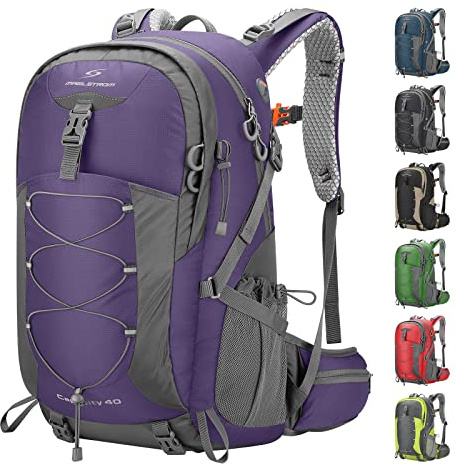 Maelstrom Hiking Backpack,Camping Backpack,40L Waterproof Hiking Daypack with Rain Cover,Lightweight Travel Backpack,Purple