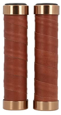 Gusti Echtes Leder - Maximilian S. Leder Lenkergriff Fahrradgriff Ledergriff Braun Leder Metallring Rosegold