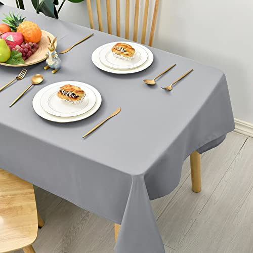 Hiasan Tischdecke Outdoor Wetterfest Abwaschbar, Hellgraue 140x240cm | Tischdecken aus Polyester, Tischtuch wasserabweisend mit Lotuseffekt, Kratzfest für Esszimmer Restaurant Party Balkon Garten