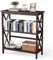 HOMASIS Libreria a 3 livelli, scaffale in legno di pino, scaffale per libri, piante e decorazioni, scaffale per ufficio per piccoli spazi, soggiorno, camera da letto (marrone)