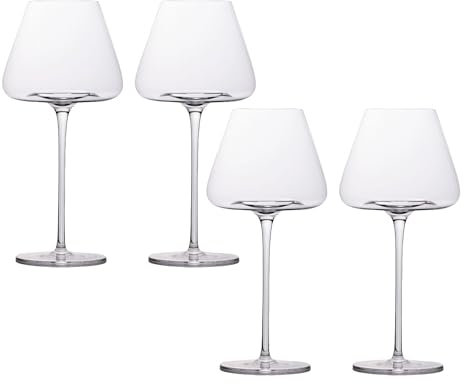 INTIRILIFE 4x Bicchiere da vino con design moderno - Capacità di 600 ml - Bicchiere da Vino bianco Vino rosso, calice, lavabile in lavastoviglie, vetro di cristallo, resistente agli urti