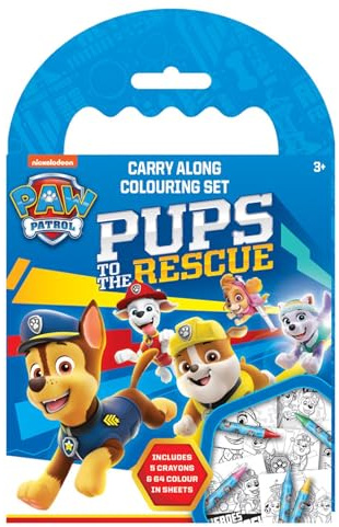 Paw Patrol Pups To The Rescue Malvorlagen-Set, Buntstifte zum Mitnehmen, Aktivität für Kinder ab 3 Jahren