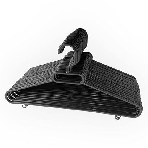 Perchas de Plástico Negro, Pack 30 Unidades, Perchas Ligeras y duraderas, Percha con Ganchos para Ahorrar Espacio para, Ropa, Trajes, Chaquetas, Camisas, Pantalones, Abrigos