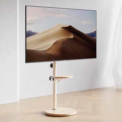 LASYTY Rollbarer TV-Ständer für 14-43-Zoll-Fernseher, Mobiler TV-Ständer Auf Rädern, Drehbar Vom Quer- zum Hochformat, Moderner Mobiler Tragbarer TV-Wagen für Wohnzimmer und Wohnheim