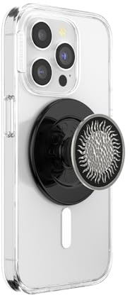PopSockets Phone Grip for MagSafe with Kickstand, Magnetic Stand, Swappable Top, Secure Hold for iPhone MagSafe Cases, Phone & Tablet Grip - Enamel Hammered Sun Black