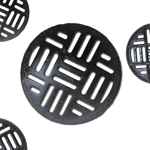 VLKLPZAHAK 20 Grate Cover Round Drain Cover Small Lawns Replacement Sewer Grate, Heavy Duty Cast Iron Drain Strainers Grate For Concrete Floor(58x3cm-22.5x1.2in)
