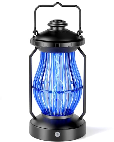 Kinreecell Insektenvernichter Elektrisch,1300V UV Mückenlampe & LED-Campinglaterne, 15W Mückenfalle Innen & Außen, Wasserdicht IPX4 Fliegenfalle gegen Mücken, Fliegen, Motten, 360° Wirkungsbereich