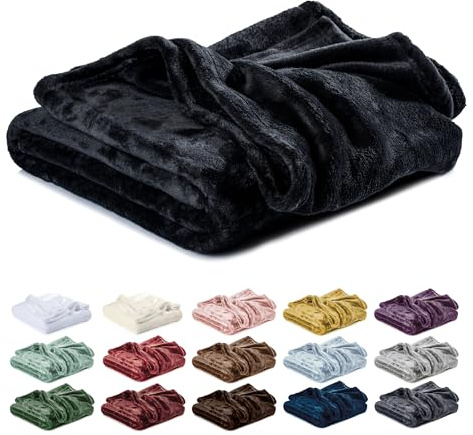 Lavea® Kuscheldecke 270x240 cm - Schwarz | Mikrofaser – Flauschige Fleecedecke für Sofa und Bett, weiche Decke, pflegeleicht, Sofadecke, Tagesdecke oder Wolldecke