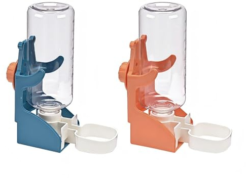 2 Stück Kaninchen Automatischer Wasserspender, 500ml Hasen Trinkflasche Hängend Haustier Kaninchentränke für Meerschweinchen Chinchillas Igel Frettchen Hamster (Blau, Orange)