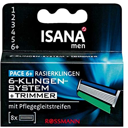 ISANA men Pace 6+ Rasierklingen, 8 Stück