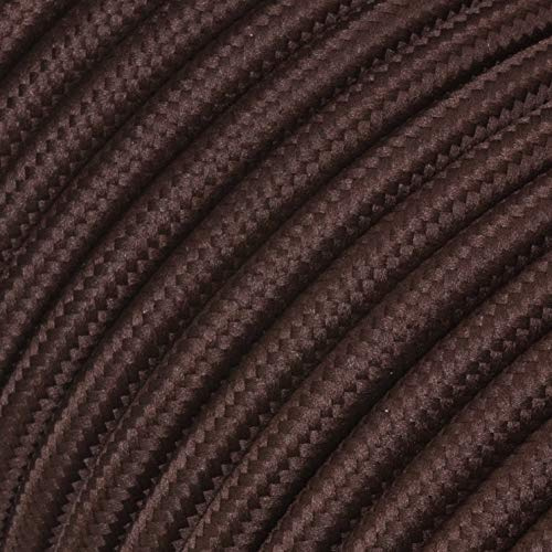 Textilkabel für Lampe, Stoffkabel 3-adrig (3x0,75mm²), Braun (Dunkelbraun) - 3 Meter