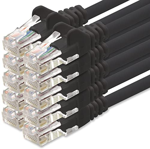 1aTTack.de Network cable Cat.6 - black - 10x - 5m - (set) - CAT6 Ethernet cable Lanka cable 1000 Mbits patch cable