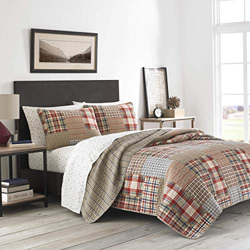 Eddie Bauer - King Quilt Set, Reversible Cotton Bedding with Matching Shams, Luxurious Bedding Set (Hawthorne Brown, King)