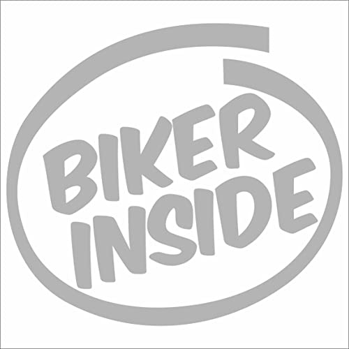 JINTORA - Autoaufkleber Tuning - Auto Aufkleber - Biker Inside - 109x99 mm - Auto Sticker Bus Fenster Heckscheibe Camper wetterfest Outdoor Sticker Auto Deko LKW Tuning Selbstklebend - Silber