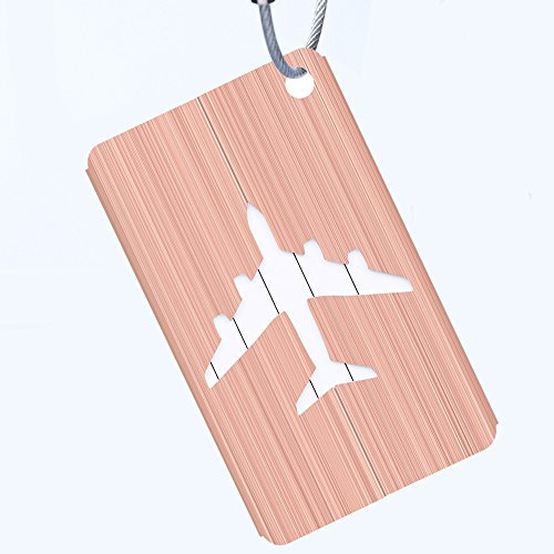 Egurs Kofferanhänger Flugzeugmuster mit Namensschild Adresse Tag Koffer Tags mit Namensschild Adressschild Gepäckanhänger aus Metall Roségold