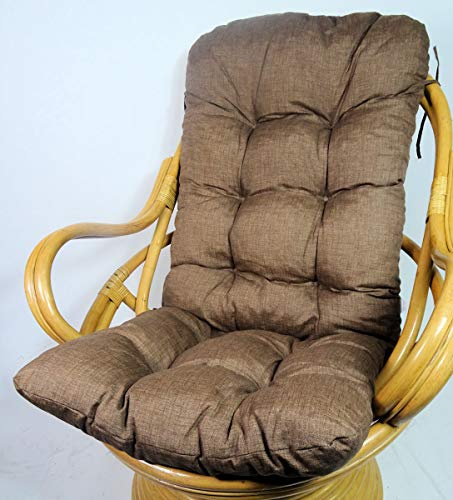 Rattani Auflage/Polster für Schaukelstuhl, Drehsessel, Ersatzpolster Gr. 135 x 60 x 15 cm, Nuevo Loneta Braun - Made in EU